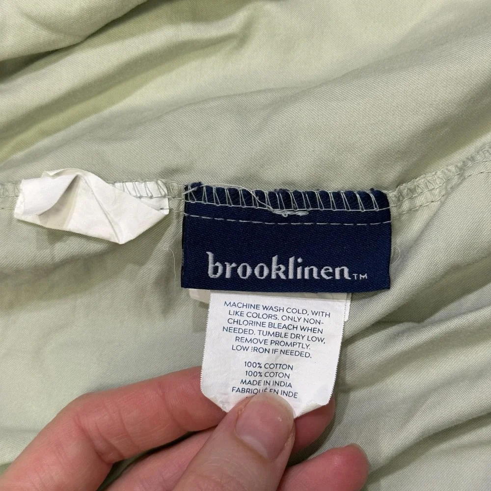 Brooklinen King Fitted Sheet 100% Cotton Percale Sage Green FTD-K134S